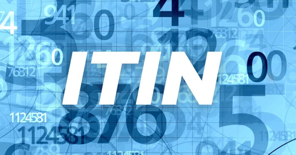 "ITIN" (Individual Taxpayer Identification Number) in bold white letters
