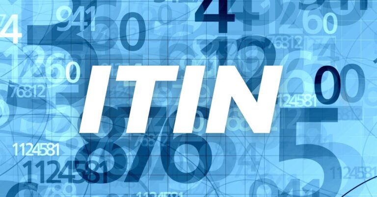 "ITIN" (Individual Taxpayer Identification Number) in bold white letters