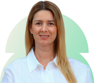 Smiling female incorporation specialist with long blonde hair.