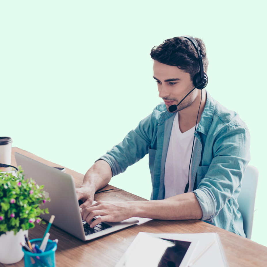 Male entrepreneur on consultation call.